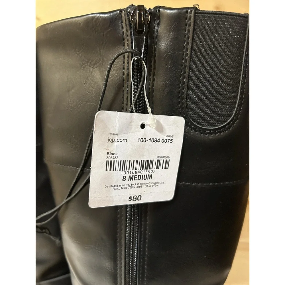 St Johns Bay Women's Black‎ Douglas Knee High 8M Riding Boots NWT